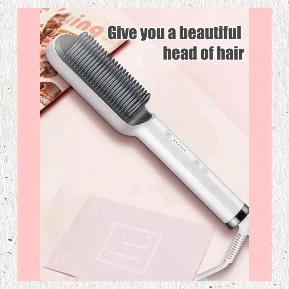 White- Curly Hair Straightener Stick Comb